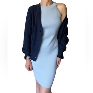 Sincerely Jules Sky Blue Bodycon Ribbed Knit Sleeveless Dress Size Small